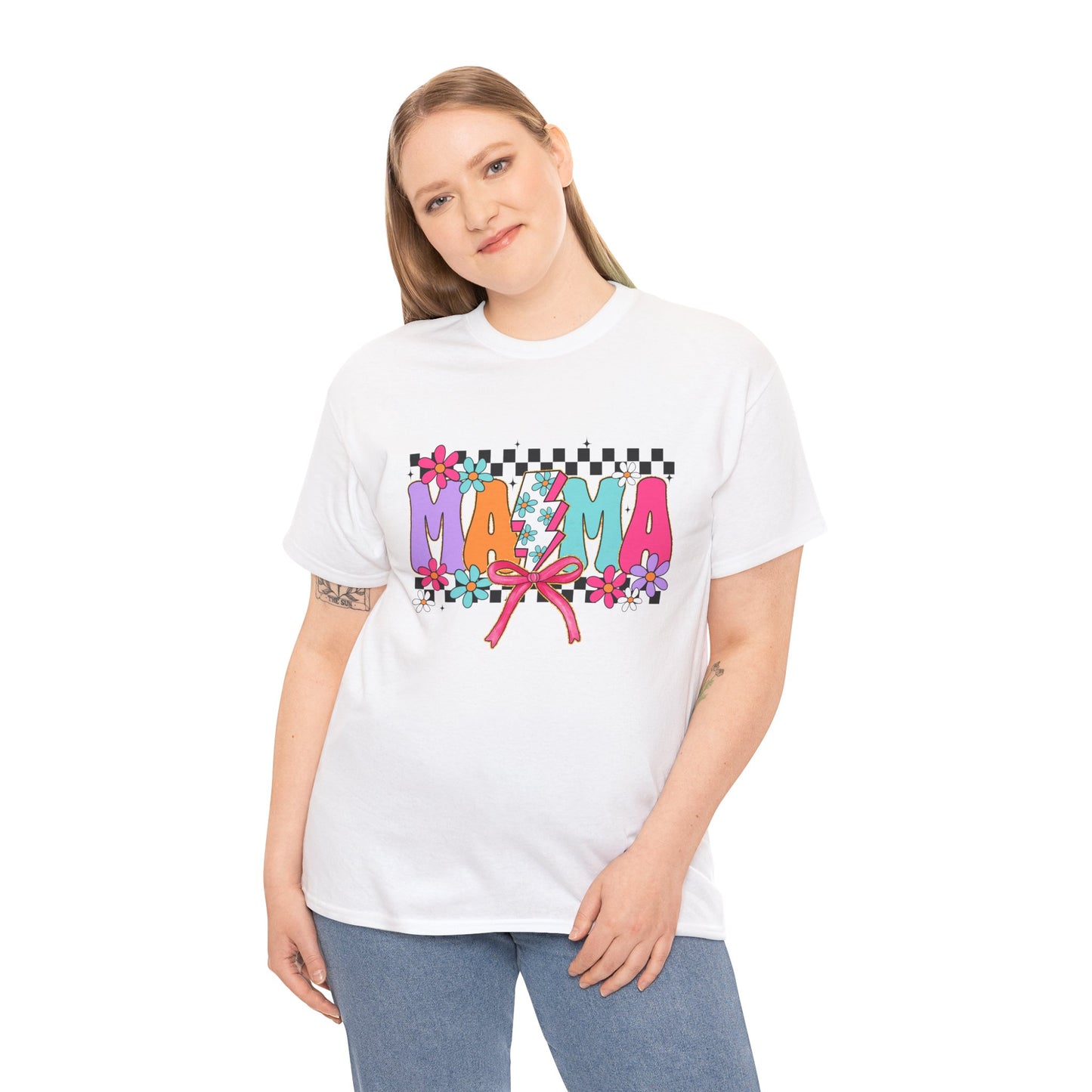 Colorful 'Mama' Floral Unisex Heavy Cotton Tee