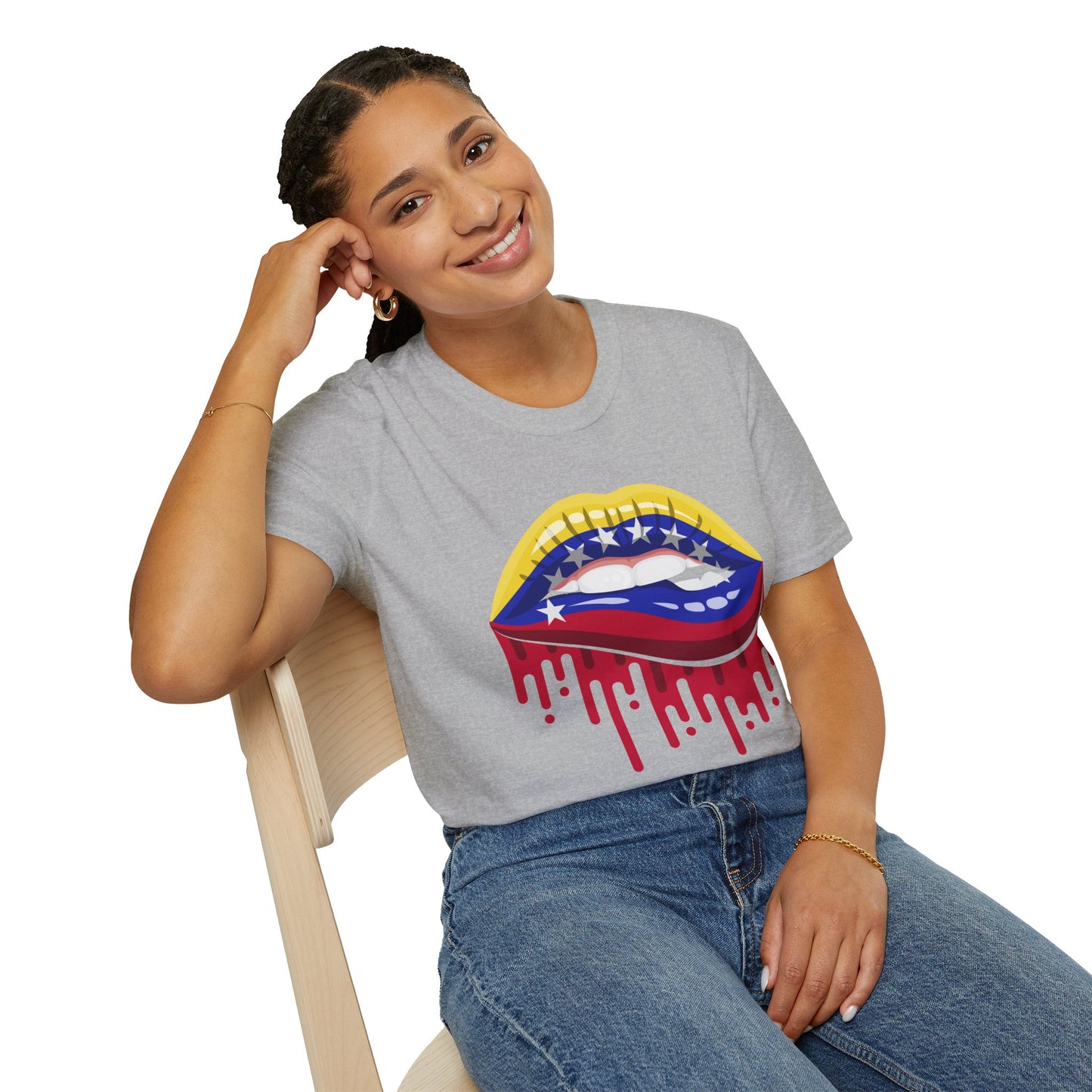 Venezuelan Pride Design with Dripping Paint-Unisex Softstyle T-Shirt
