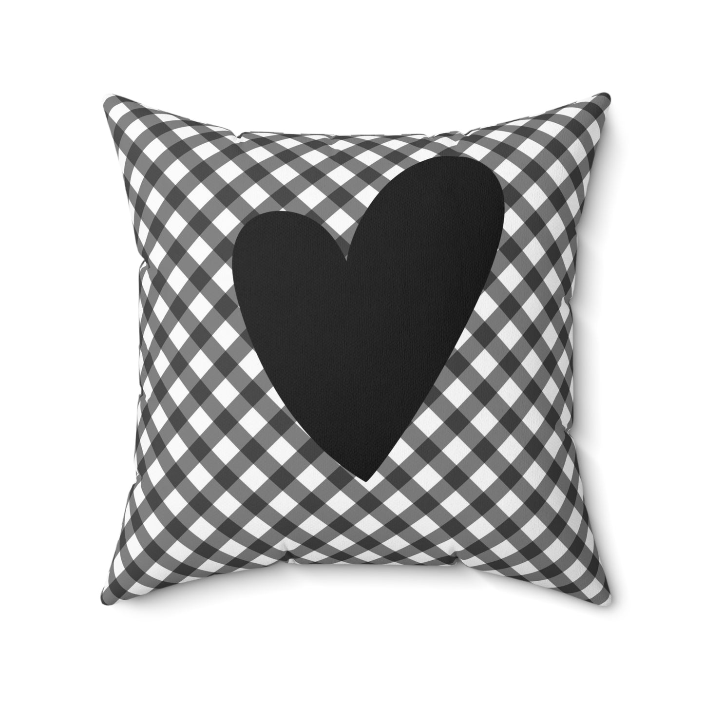 Black Heart Checkered Throw Pillow