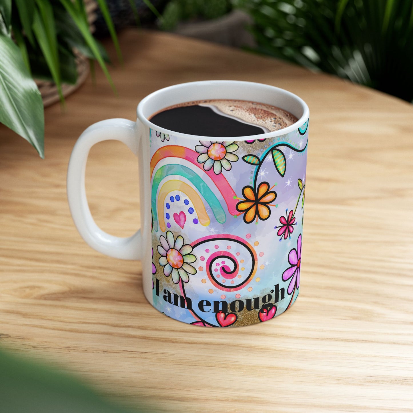 Colorful Inspirational Floral Ceramic Mug