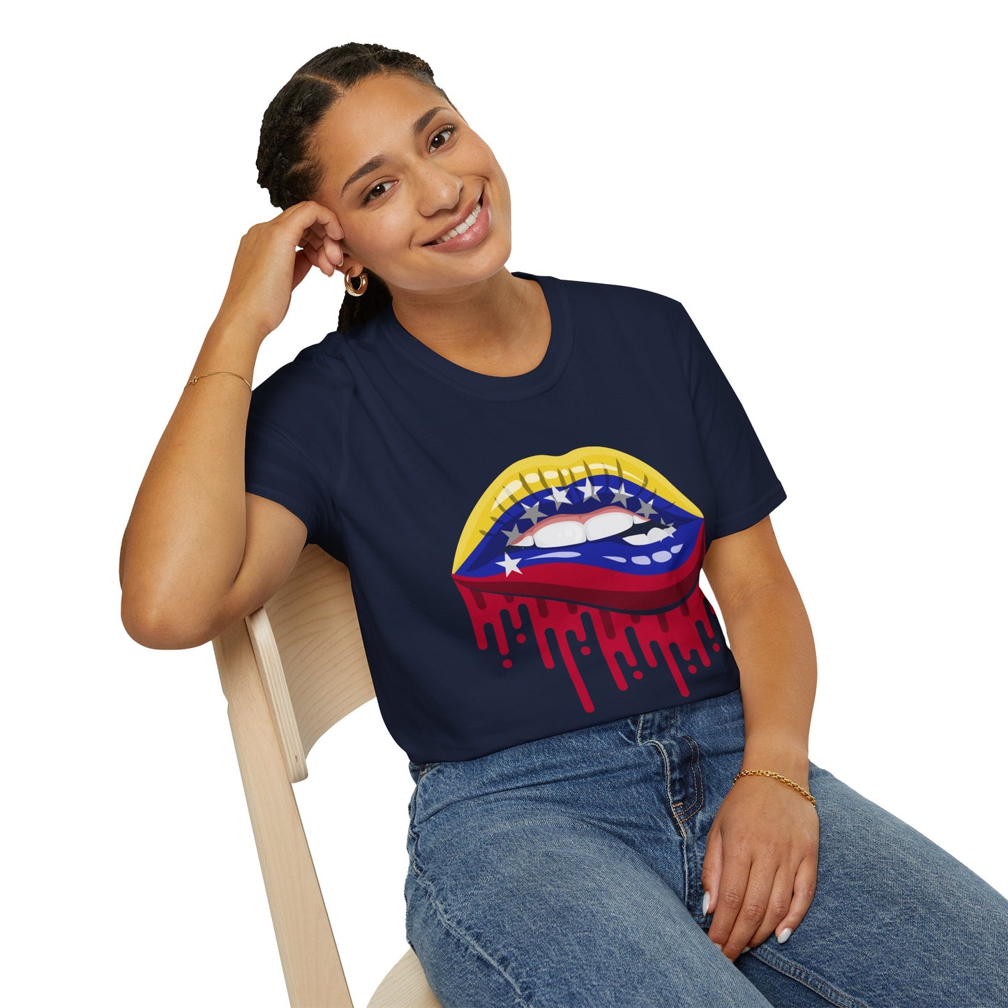 Venezuelan Pride Design with Dripping Paint-Unisex Softstyle T-Shirt