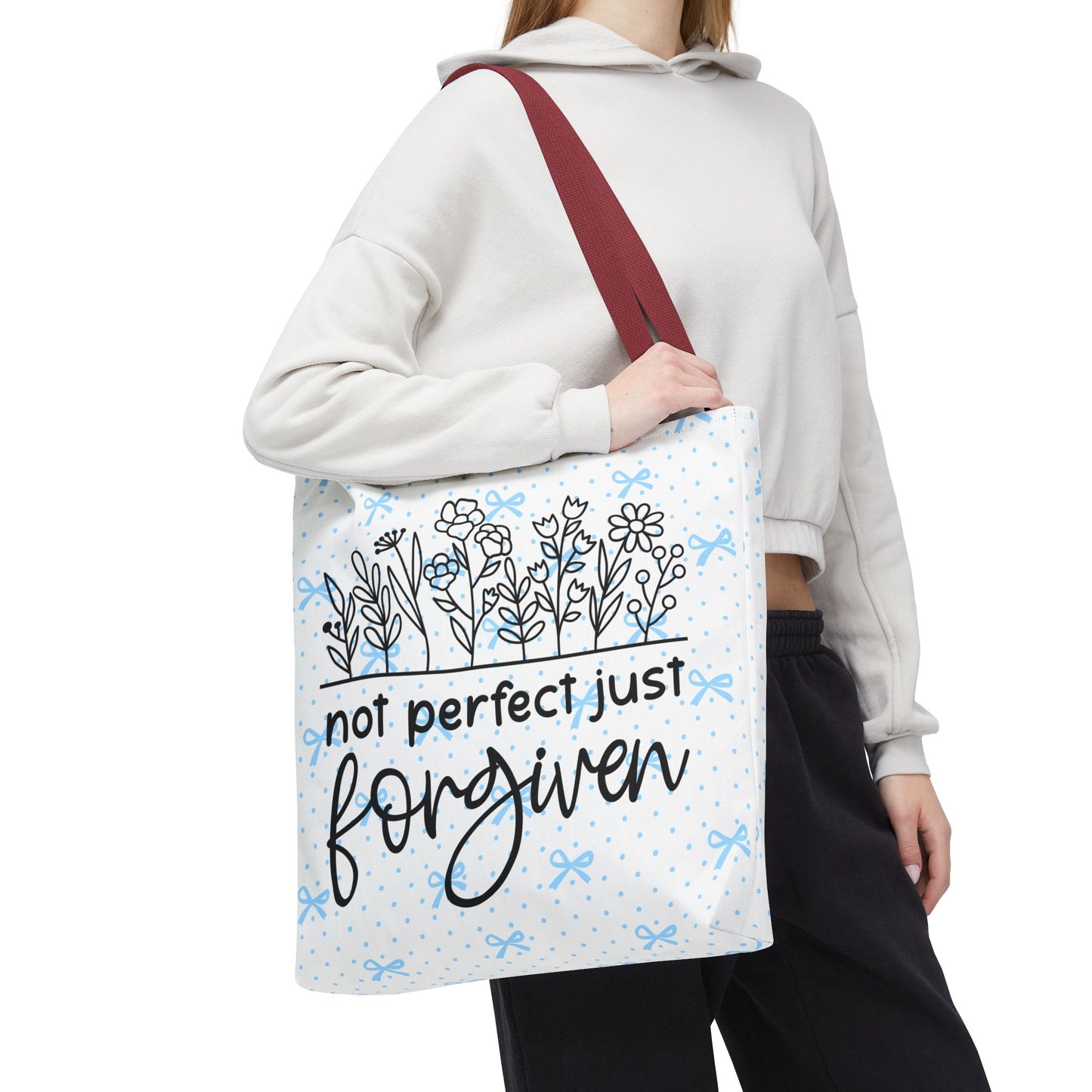 Not Perfect Just Forgiven Floral Tote Bag