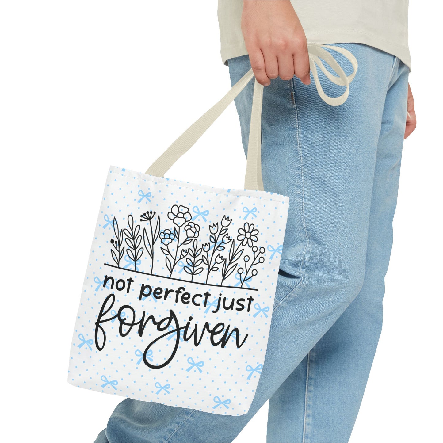 Not Perfect Just Forgiven Floral Tote Bag