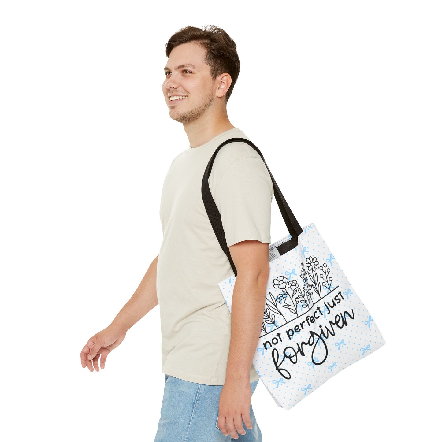 Not Perfect Just Forgiven Floral Tote Bag
