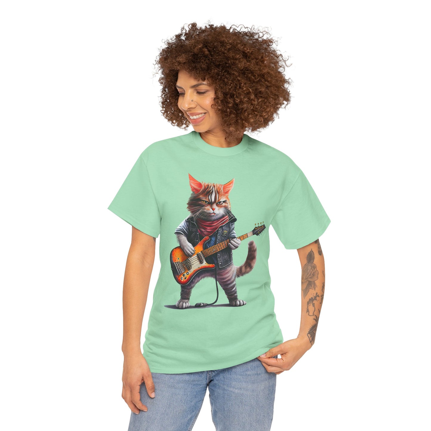 Rockstar Cat Unisex Heavy Cotton Tee