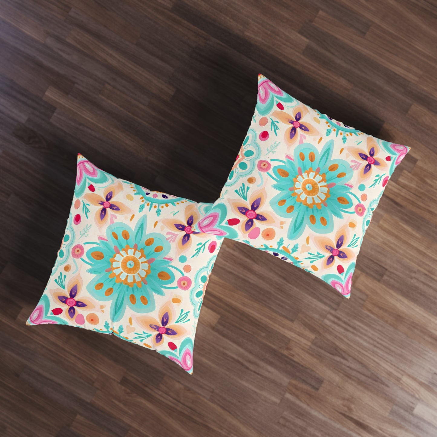 Cozy pastel boho Tufted Floor Pillow