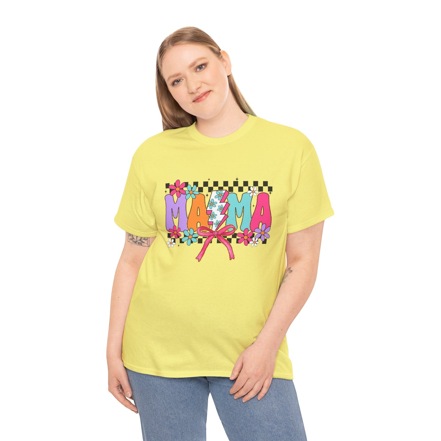 Colorful 'Mama' Floral Unisex Heavy Cotton Tee