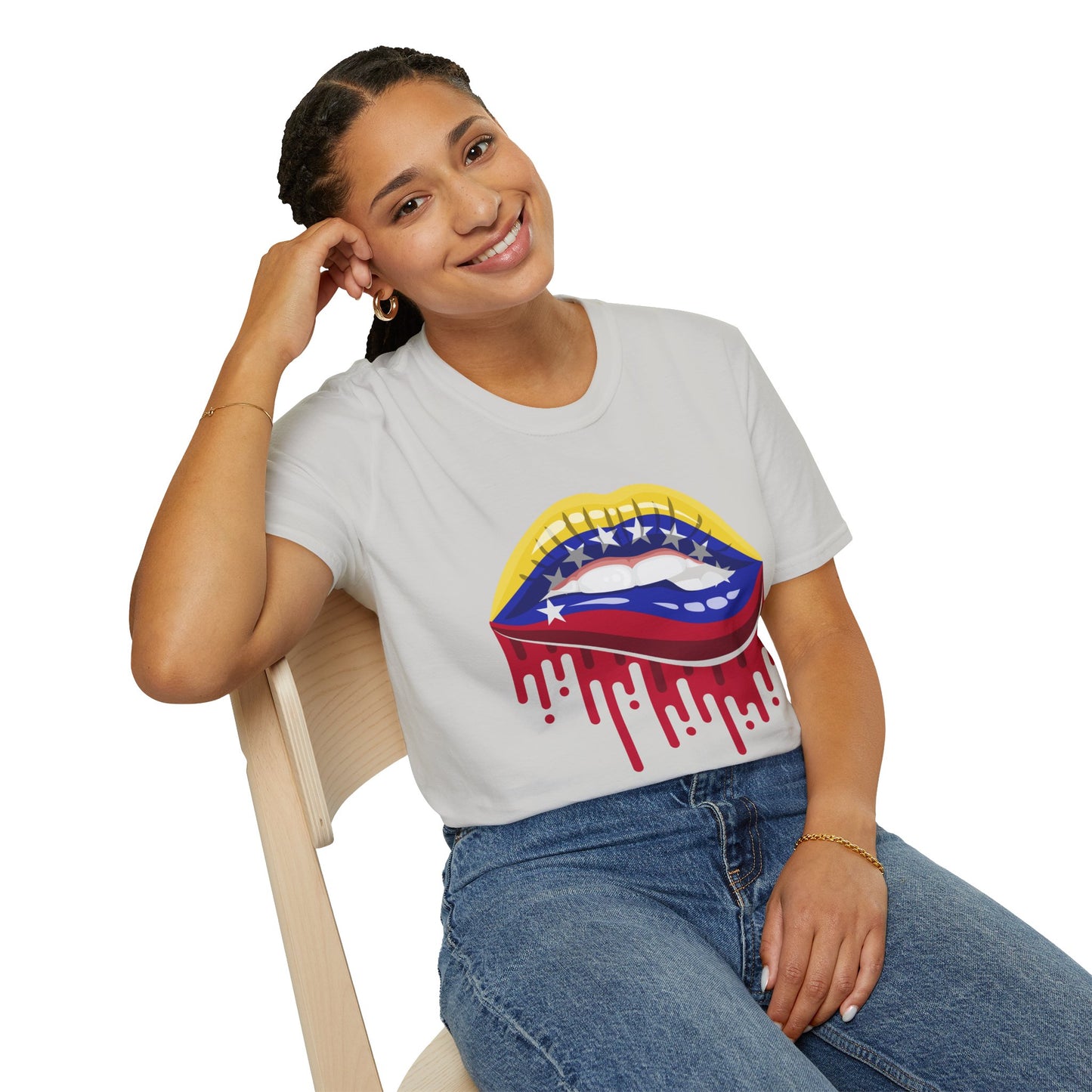 Venezuelan Pride Design with Dripping Paint-Unisex Softstyle T-Shirt