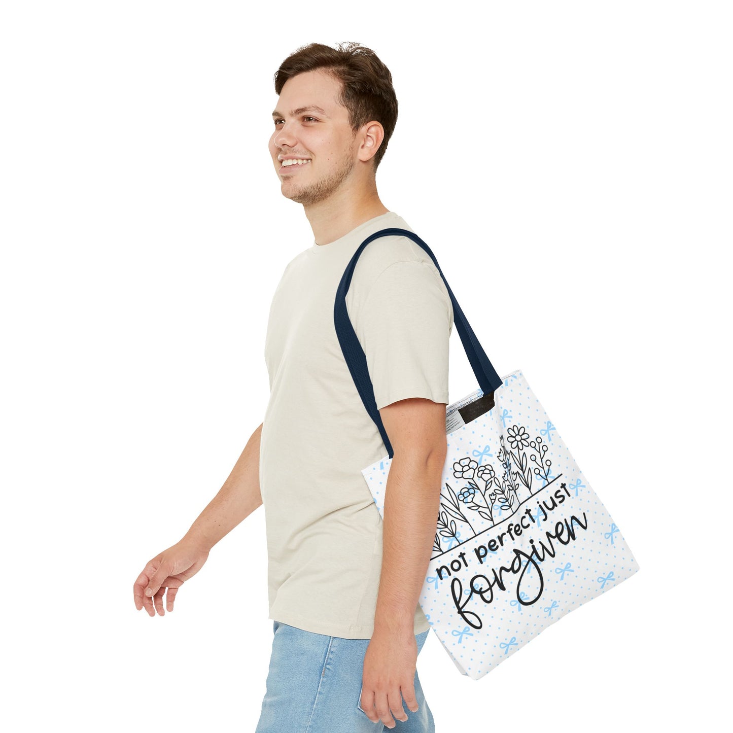 Not Perfect Just Forgiven Floral Tote Bag
