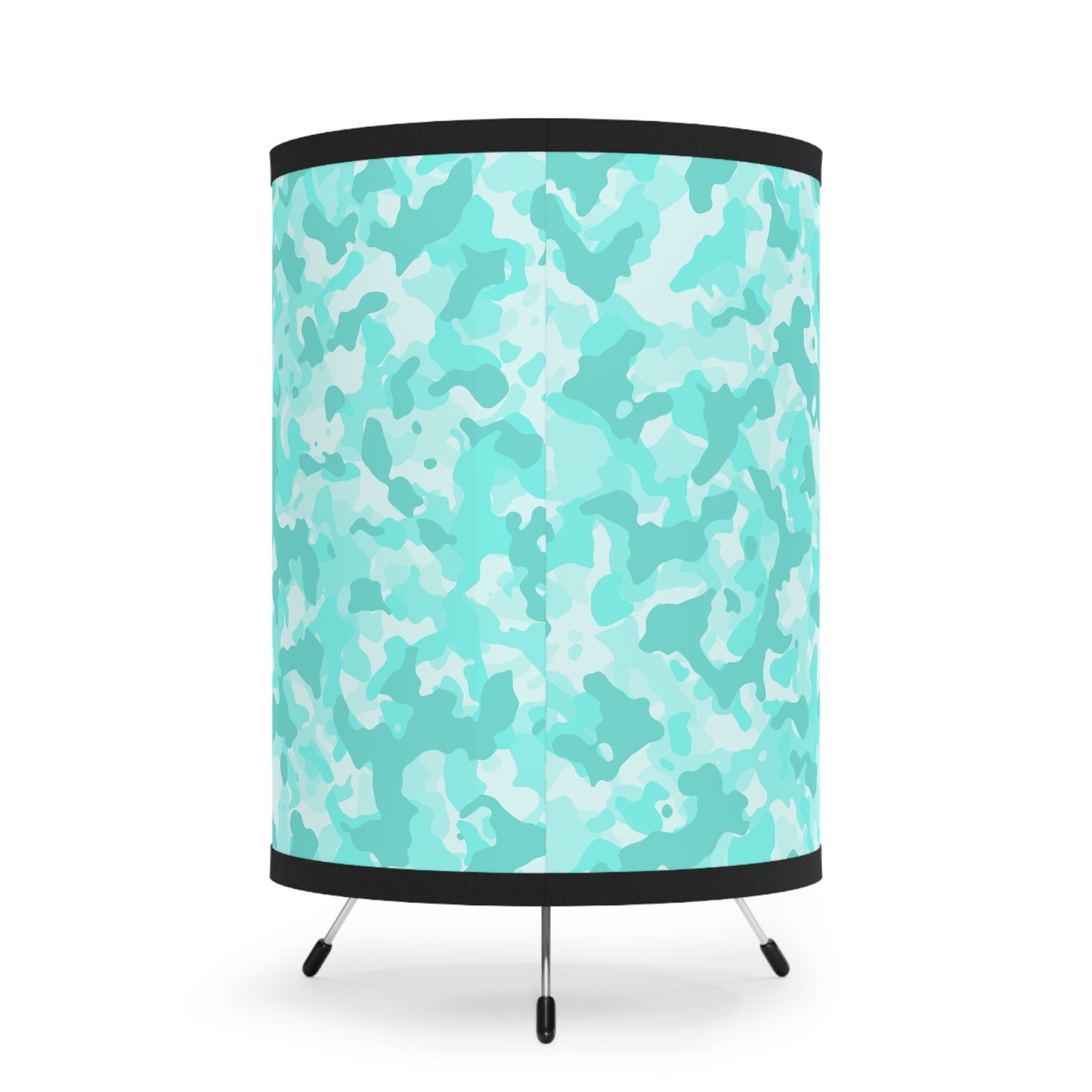 Modern Tripod Lamp with Aqua Camo Shade