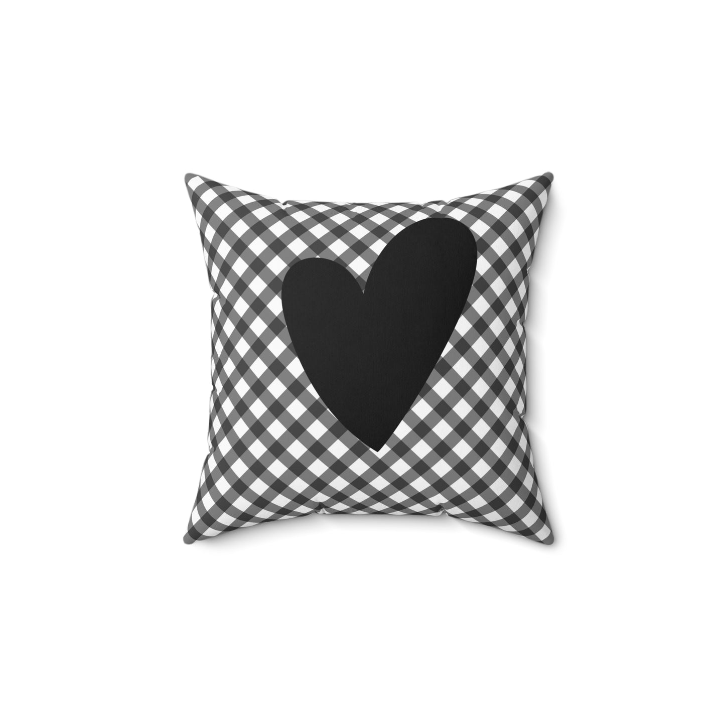 Black Heart Checkered Throw Pillow