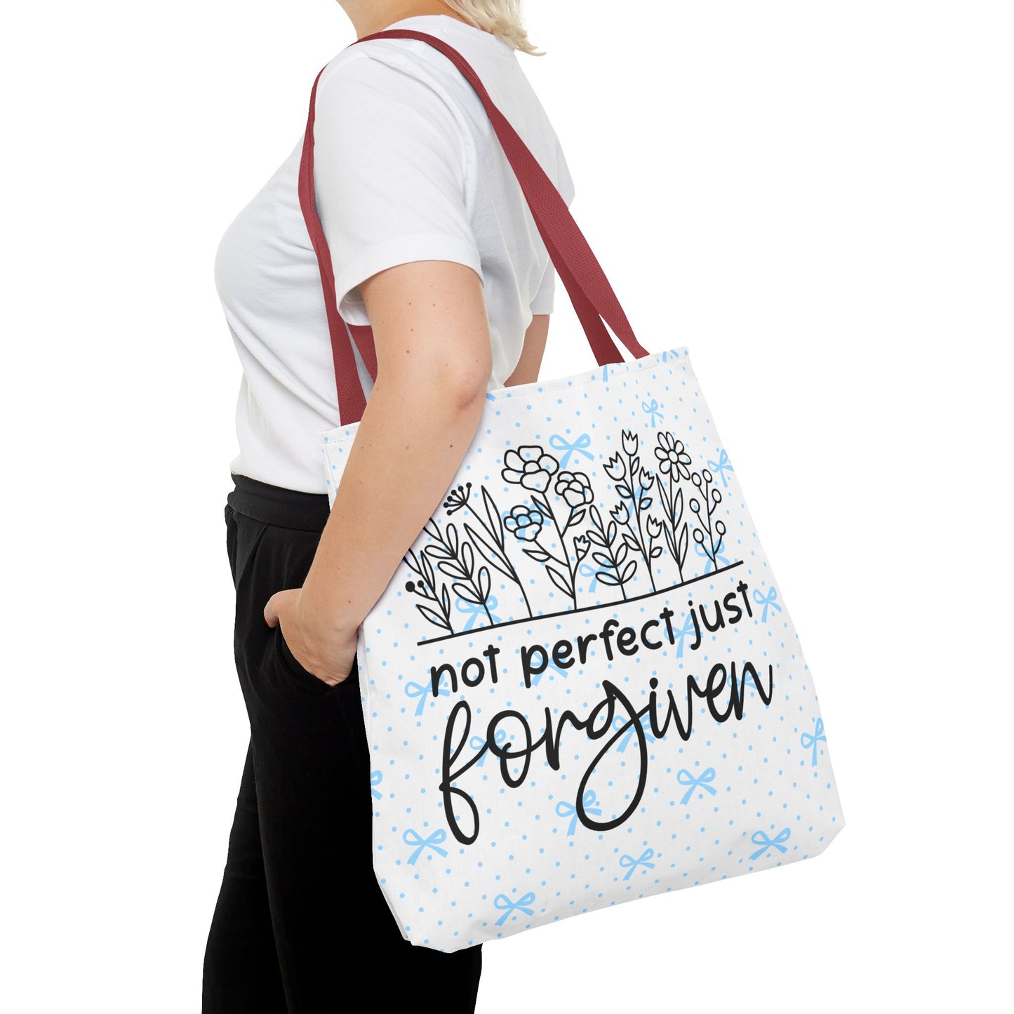 Not Perfect Just Forgiven Floral Tote Bag