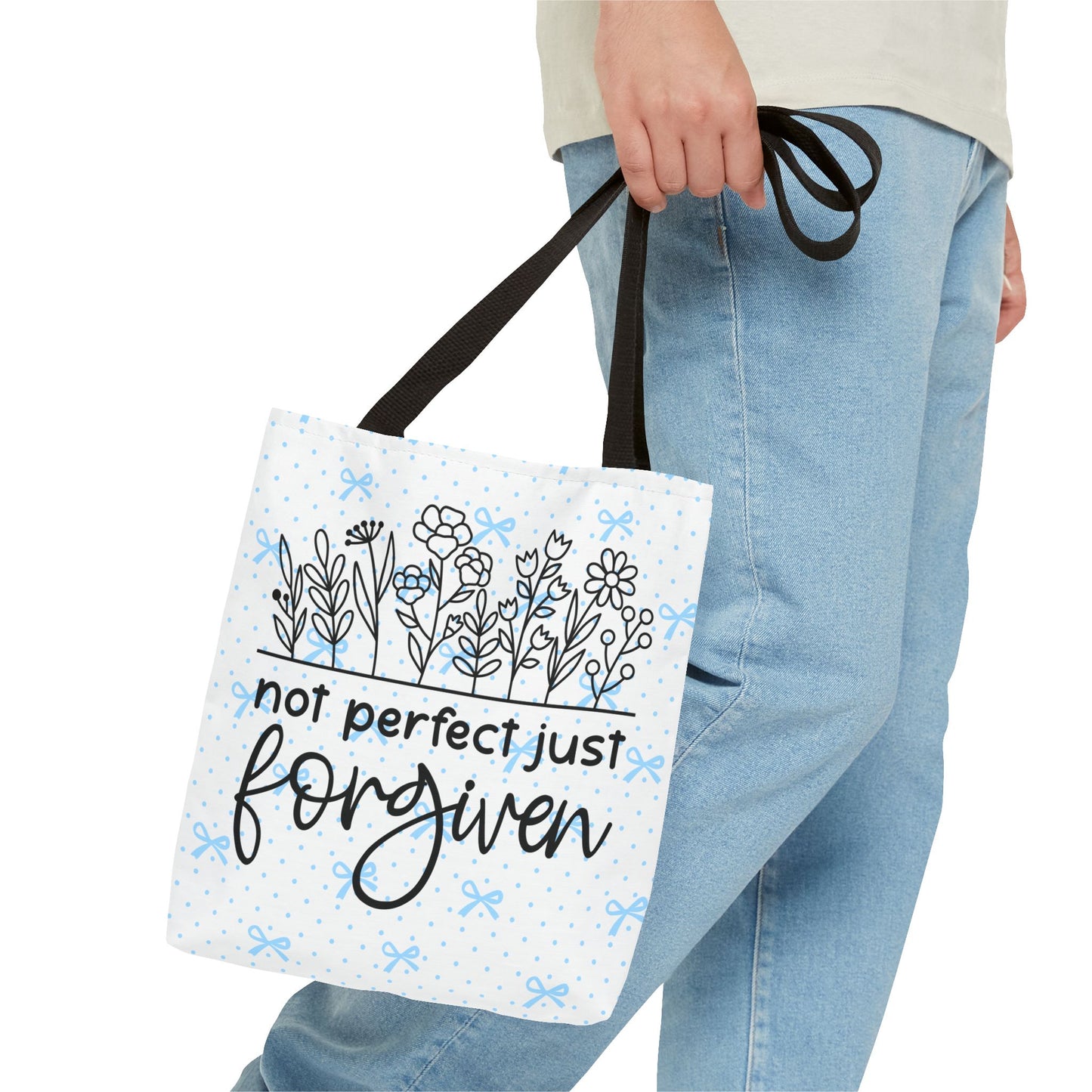 Not Perfect Just Forgiven Floral Tote Bag