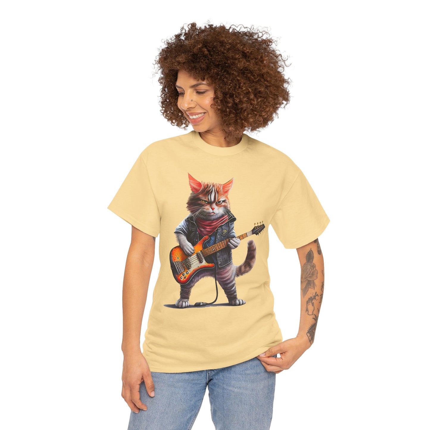 Rockstar Cat Unisex Heavy Cotton Tee