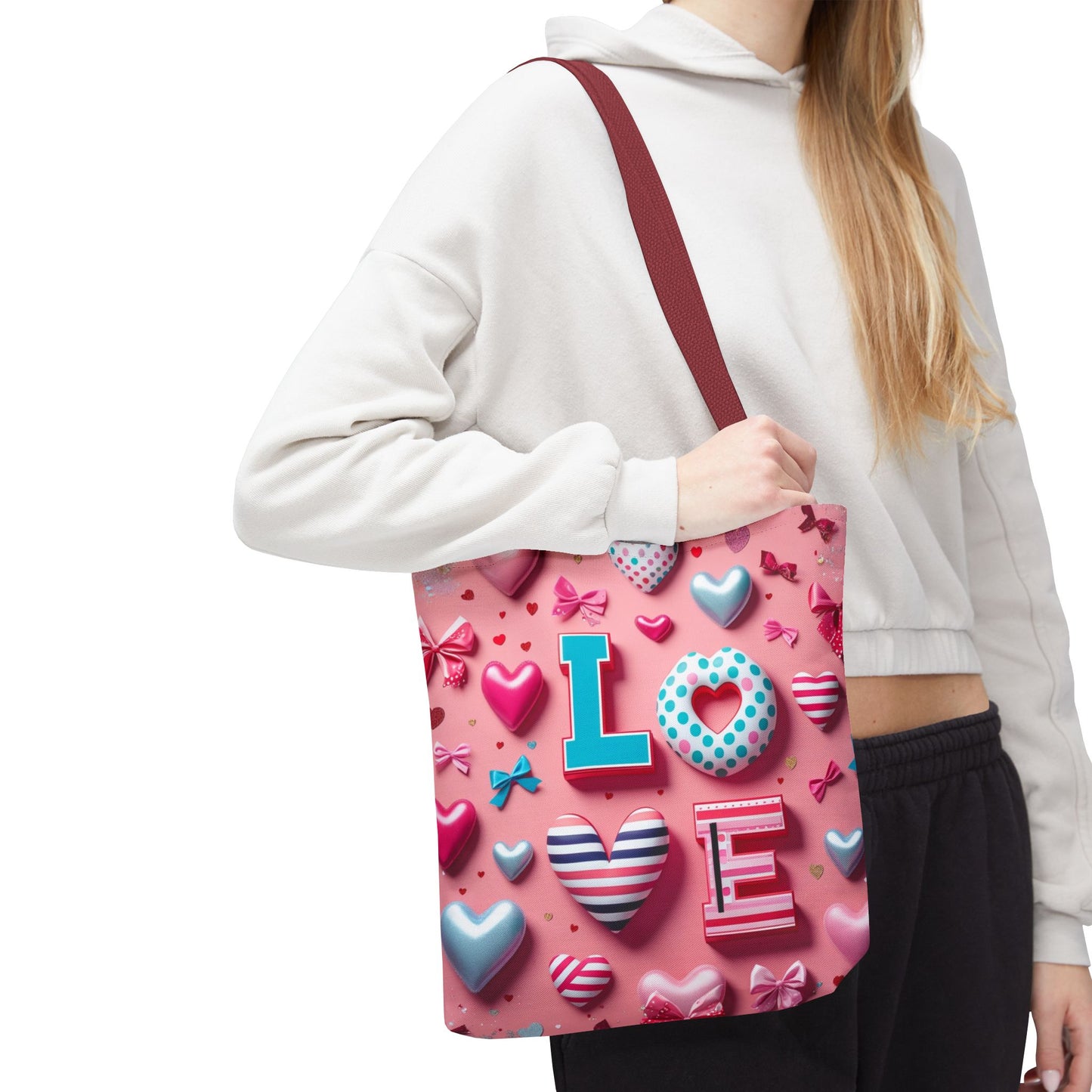 Colorful Love Hearts Tote Bag
