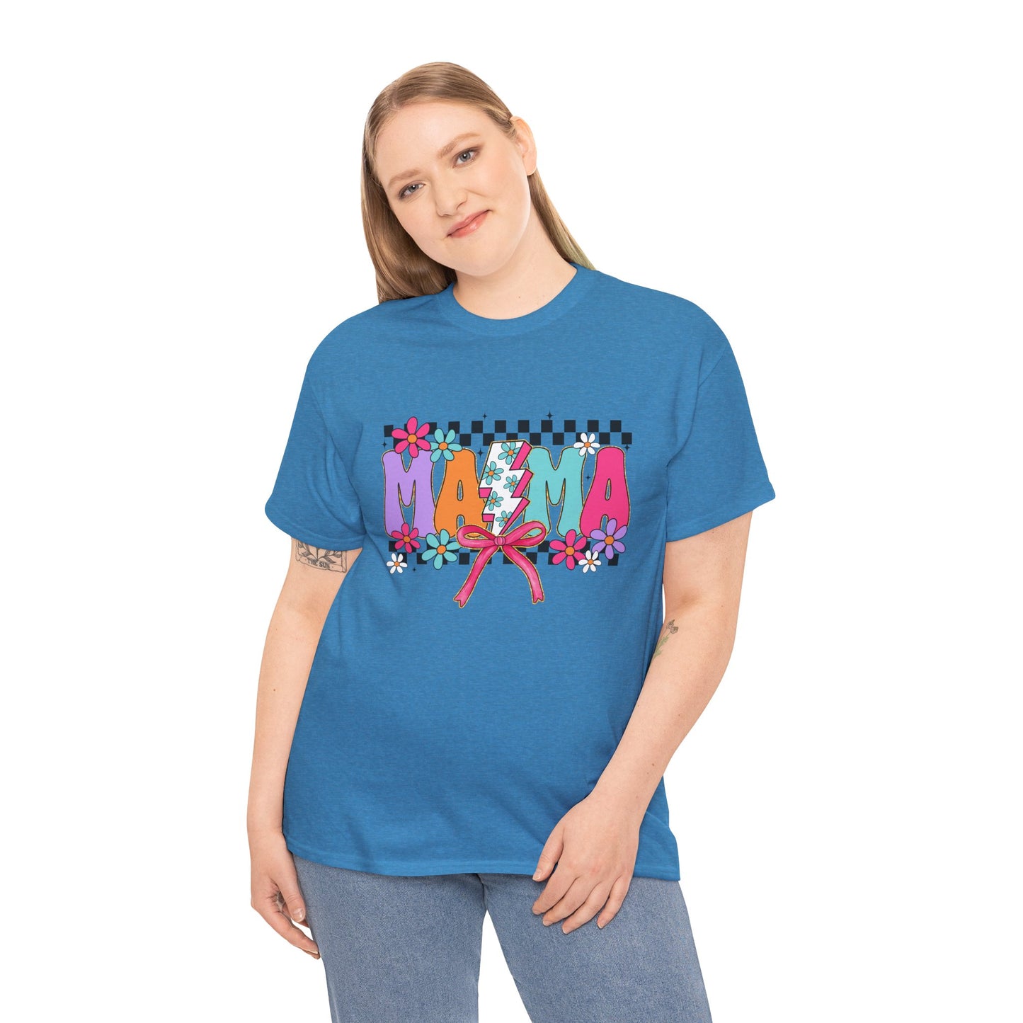 Colorful 'Mama' Floral Unisex Heavy Cotton Tee