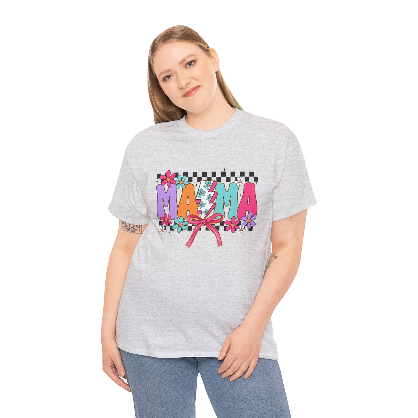 Colorful 'Mama' Floral Unisex Heavy Cotton Tee