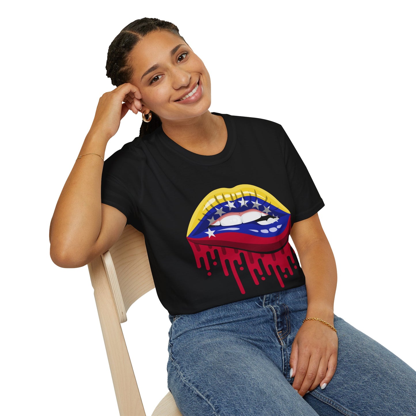 Venezuelan Pride Design with Dripping Paint-Unisex Softstyle T-Shirt