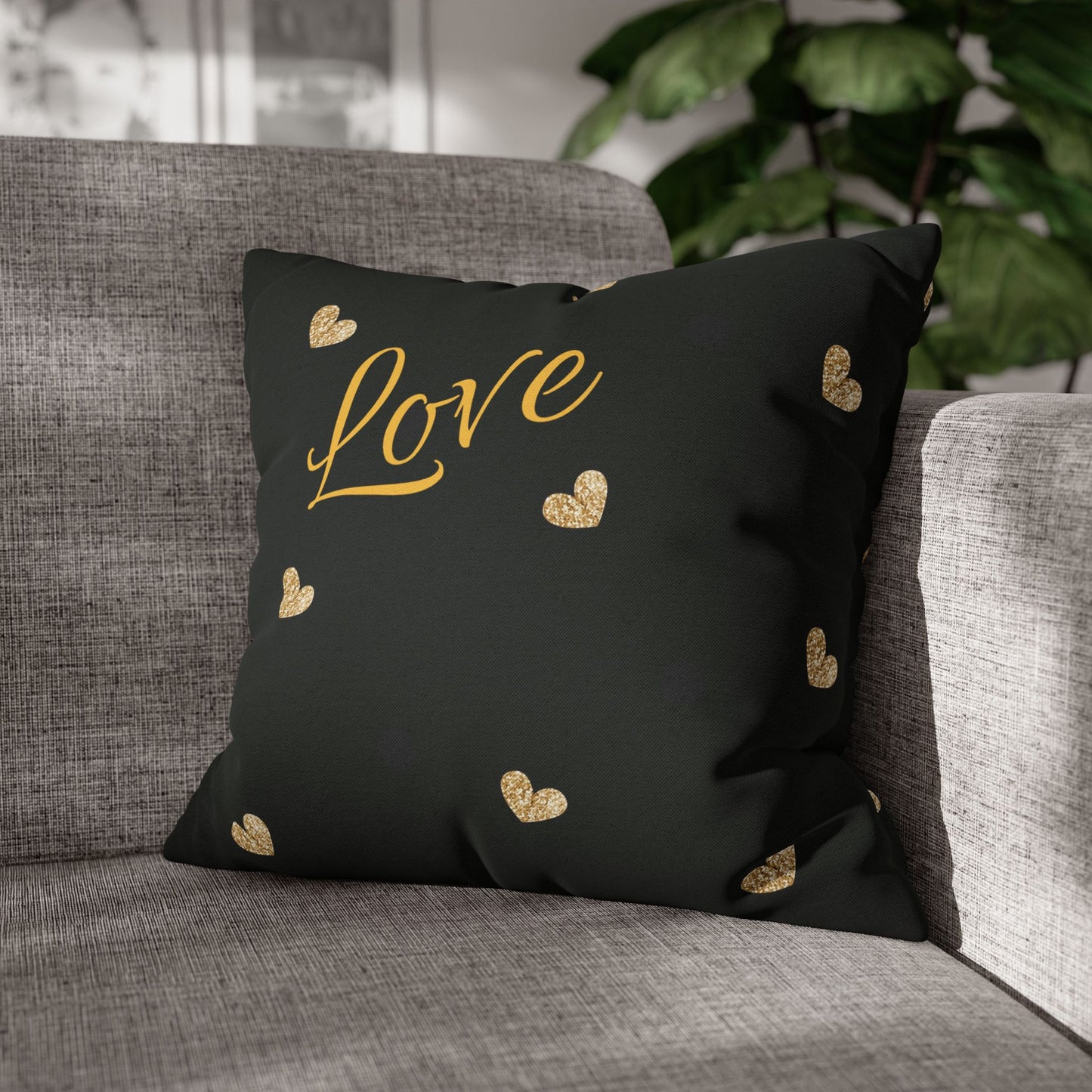 Love Hearts Spun Polyester Square Pillowcase