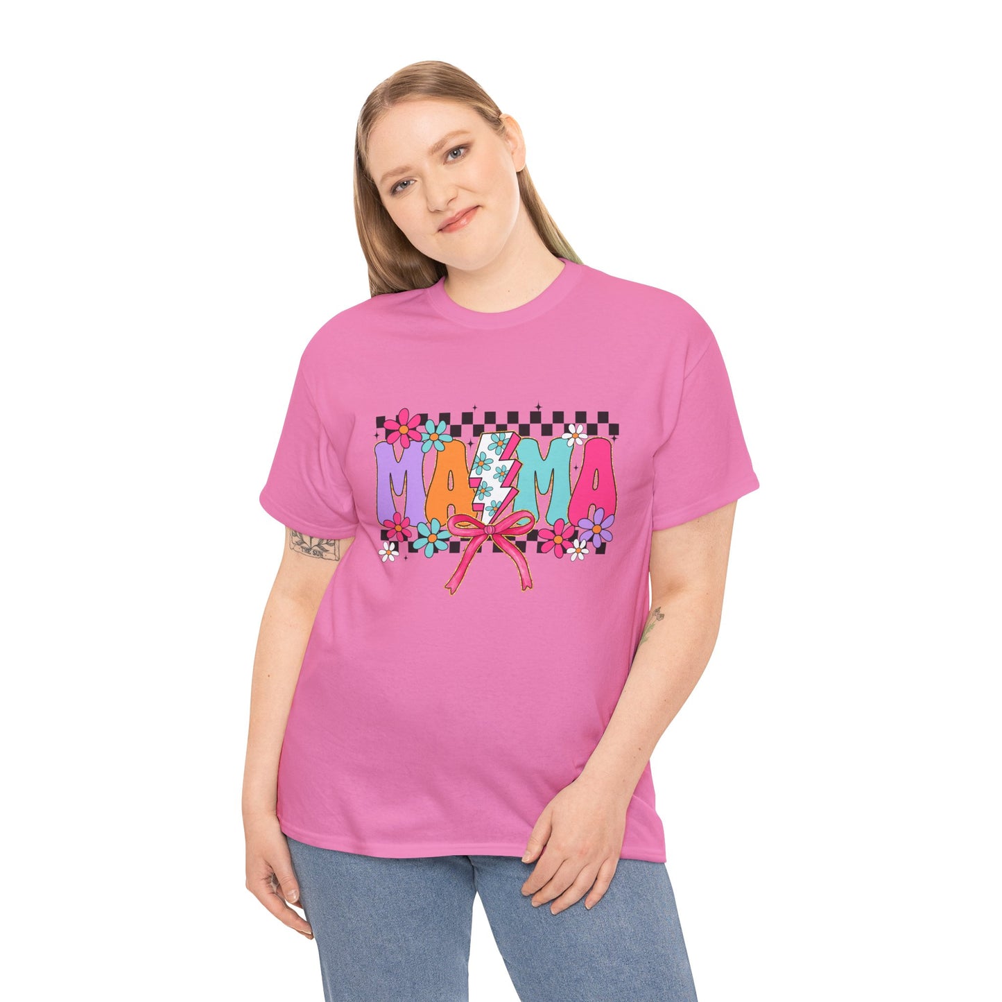 Colorful 'Mama' Floral Unisex Heavy Cotton Tee
