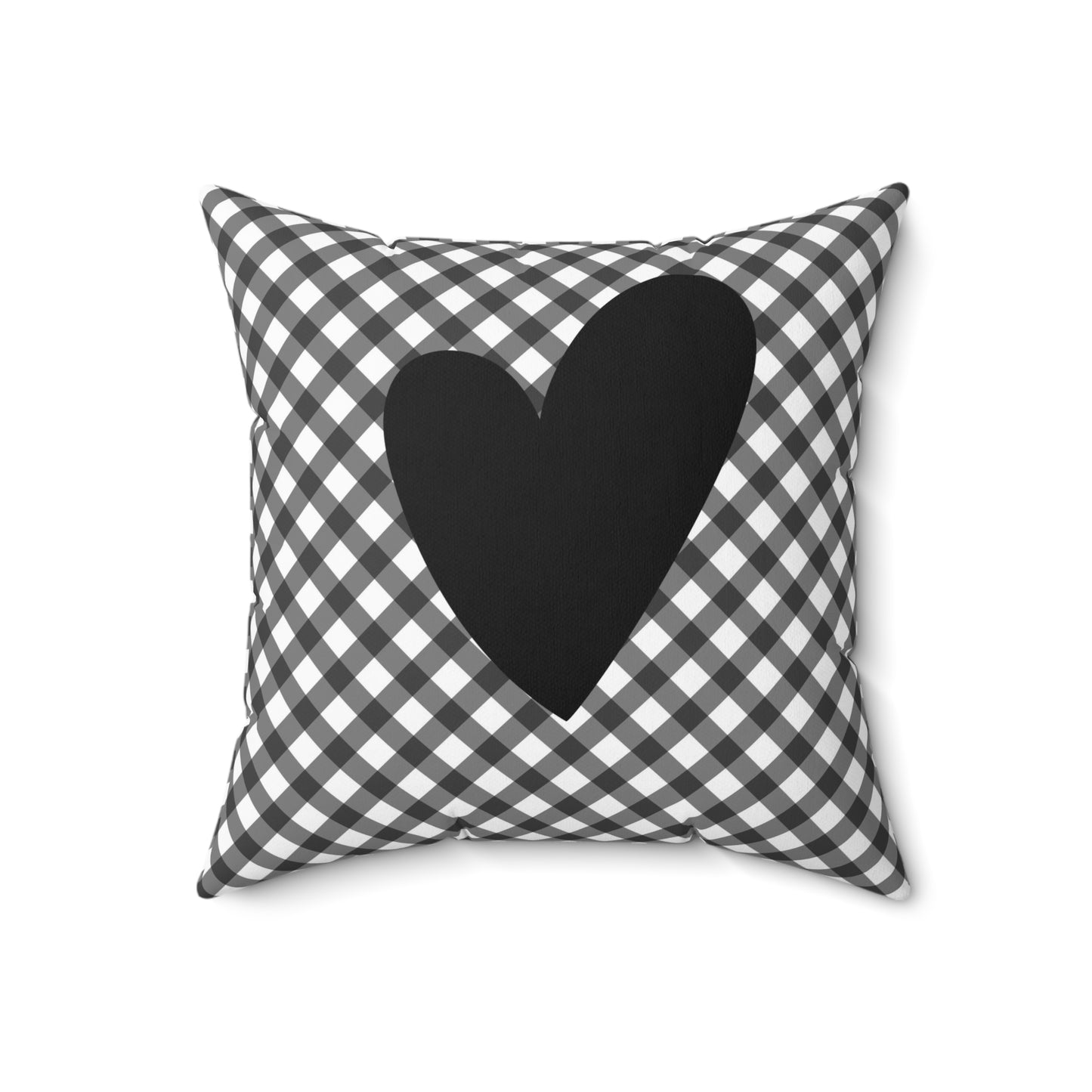 Black Heart Checkered Throw Pillow