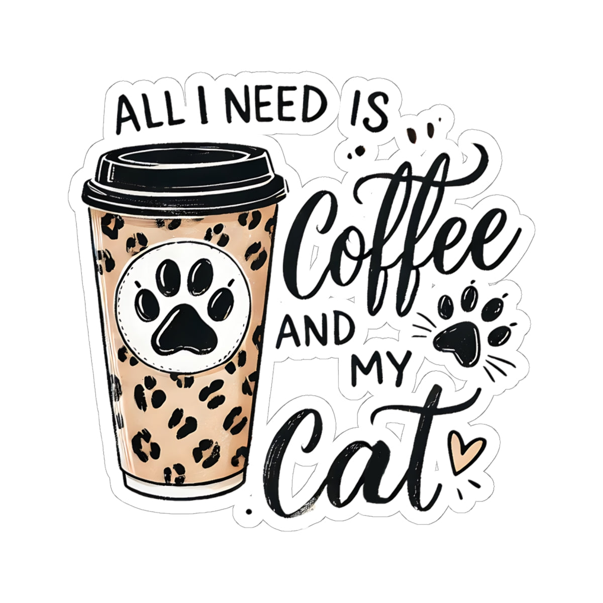 Coffee and Cat Kiss-Cut Stickers