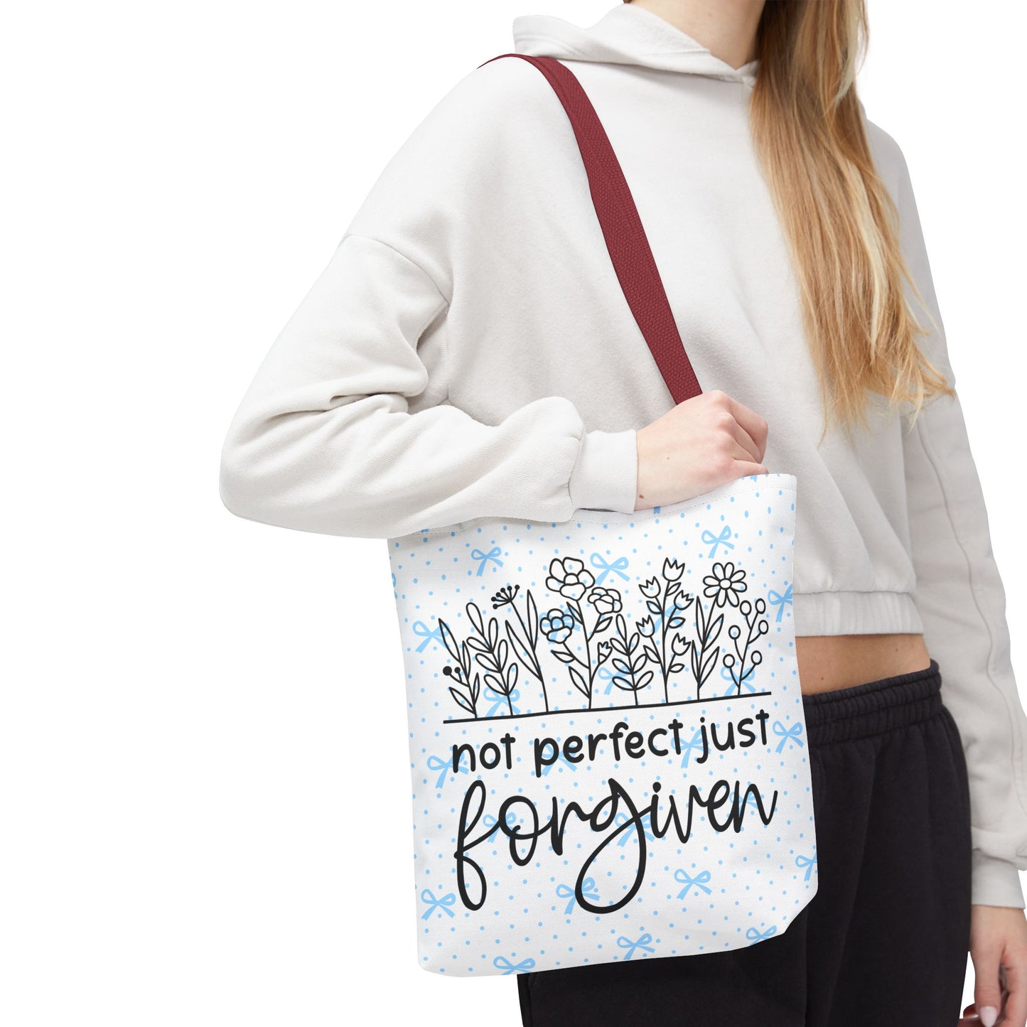 Not Perfect Just Forgiven Floral Tote Bag