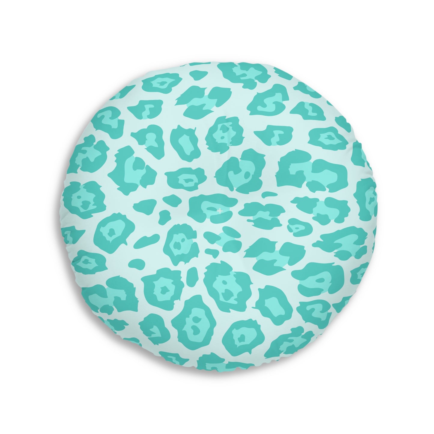 Turquoise Leopard Print Tufted Floor Pillow
