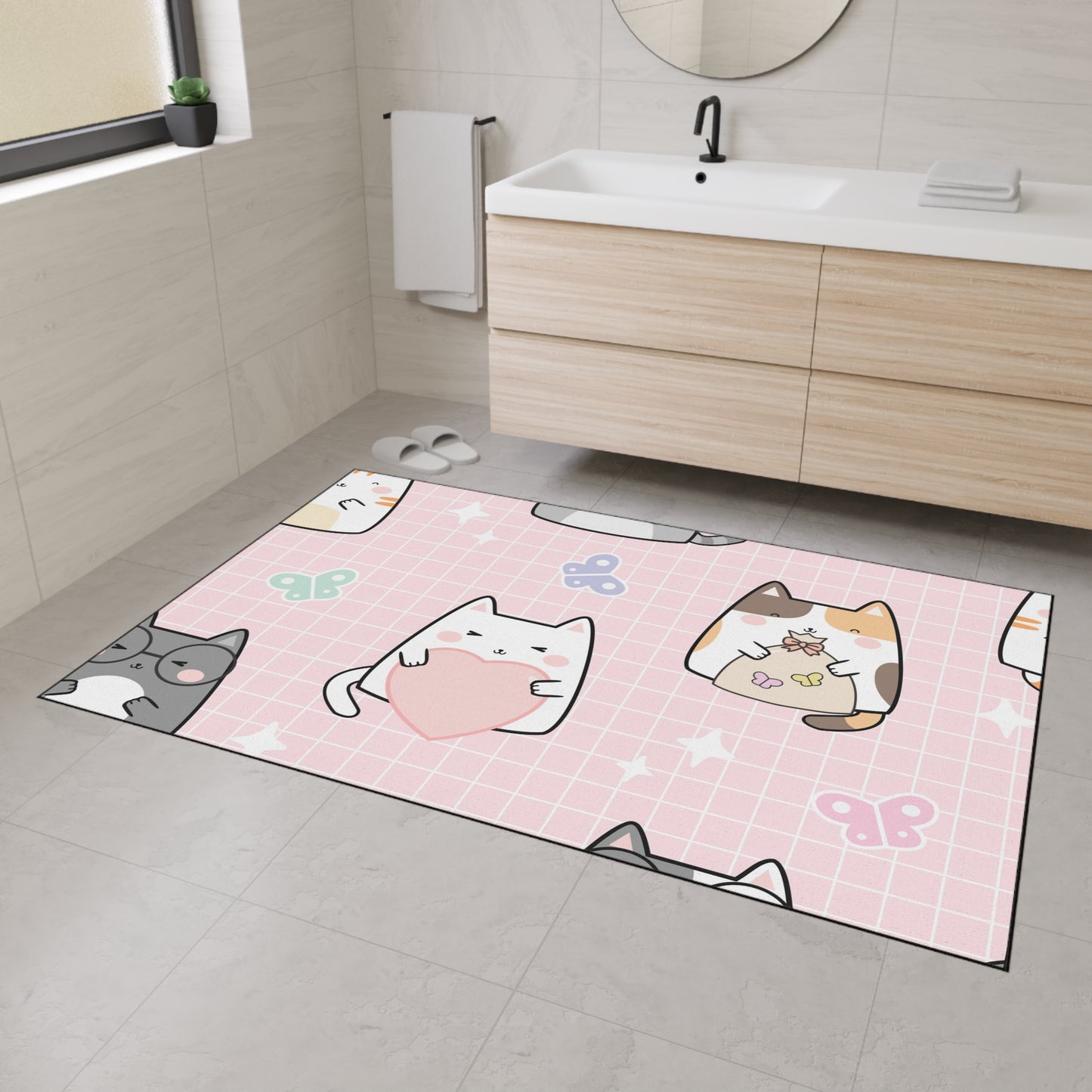 Cute Cat Pattern Heavy Duty Floor Mat