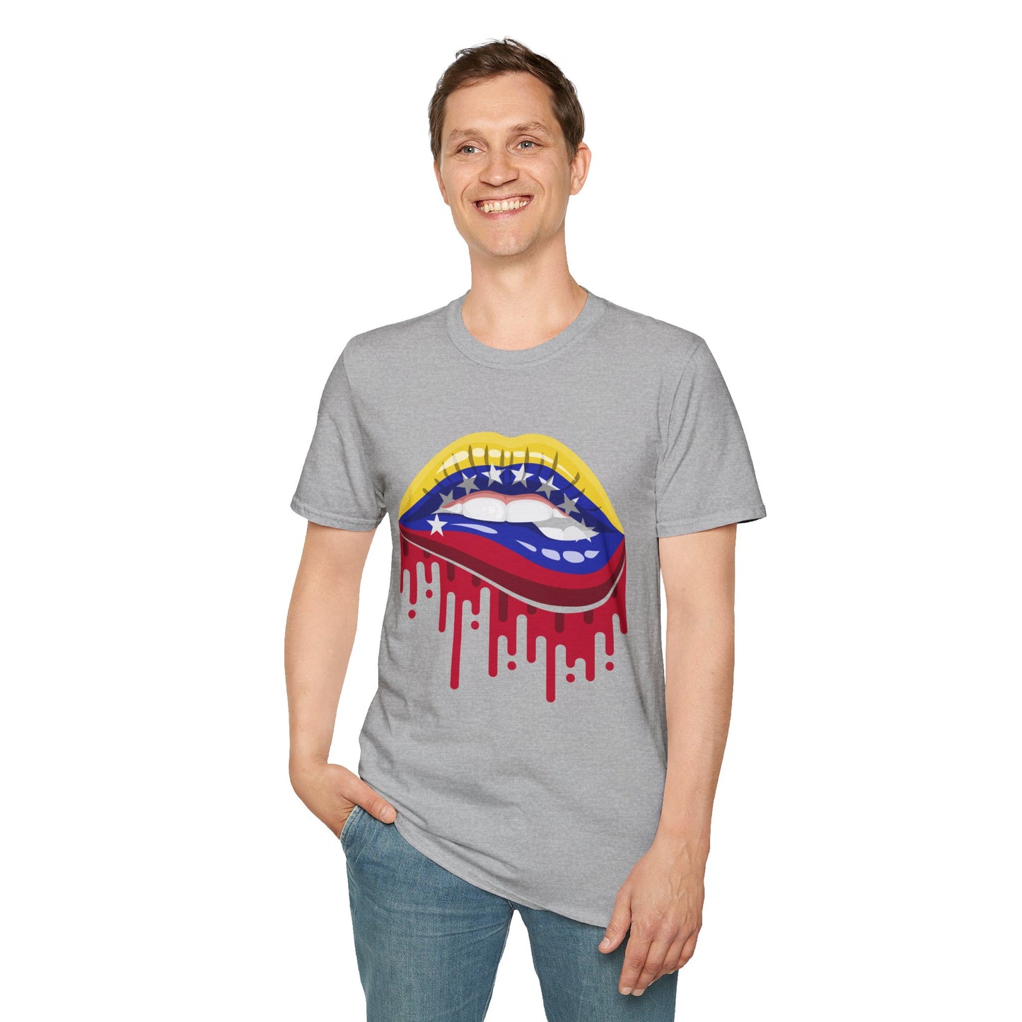 Venezuelan Pride Design with Dripping Paint-Unisex Softstyle T-Shirt