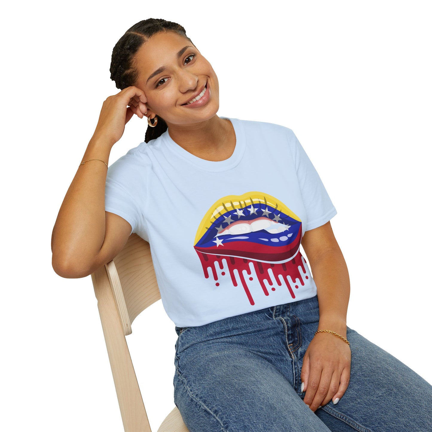 Venezuelan Pride Design with Dripping Paint-Unisex Softstyle T-Shirt