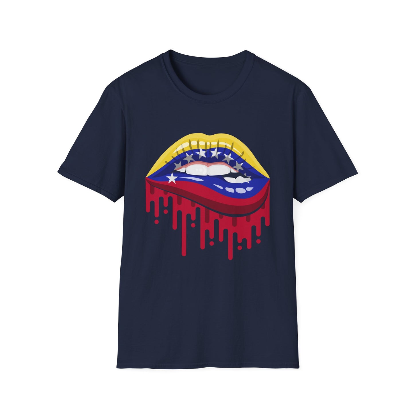 Venezuelan Pride Design with Dripping Paint-Unisex Softstyle T-Shirt