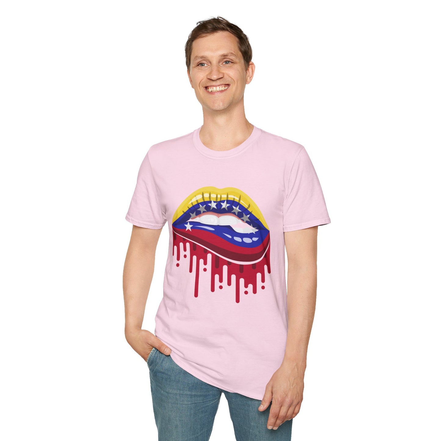 Venezuelan Pride Design with Dripping Paint-Unisex Softstyle T-Shirt