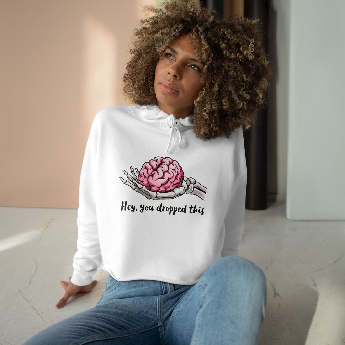 Funny Skeleton Crop Hoodie