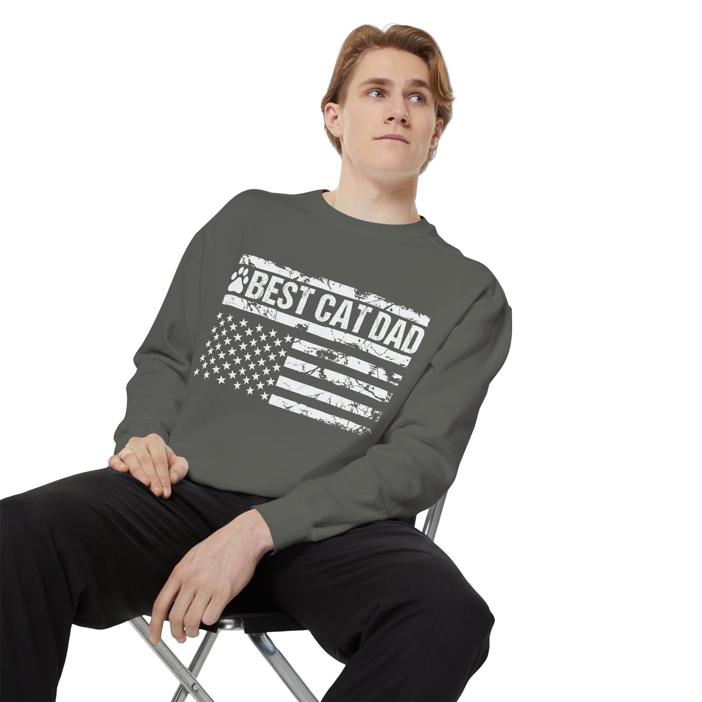 Best Cat Dad Unisex Garment-Dyed Sweatshirt