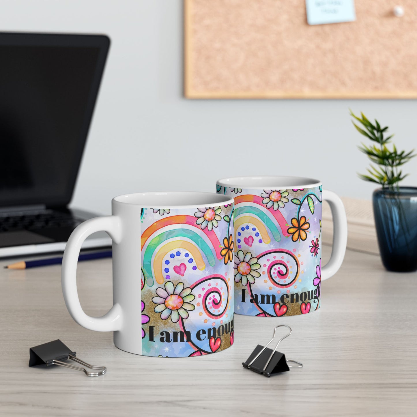 Colorful Inspirational Floral Ceramic Mug