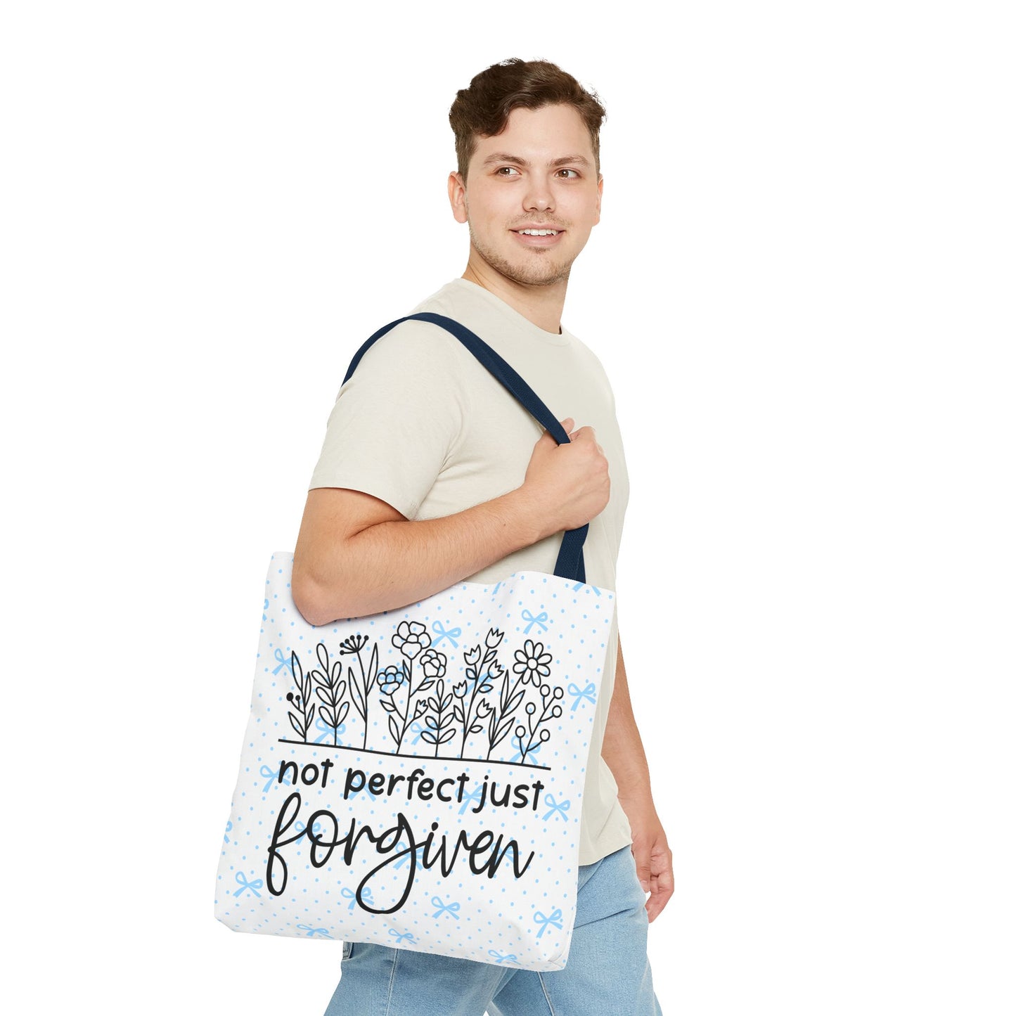 Not Perfect Just Forgiven Floral Tote Bag
