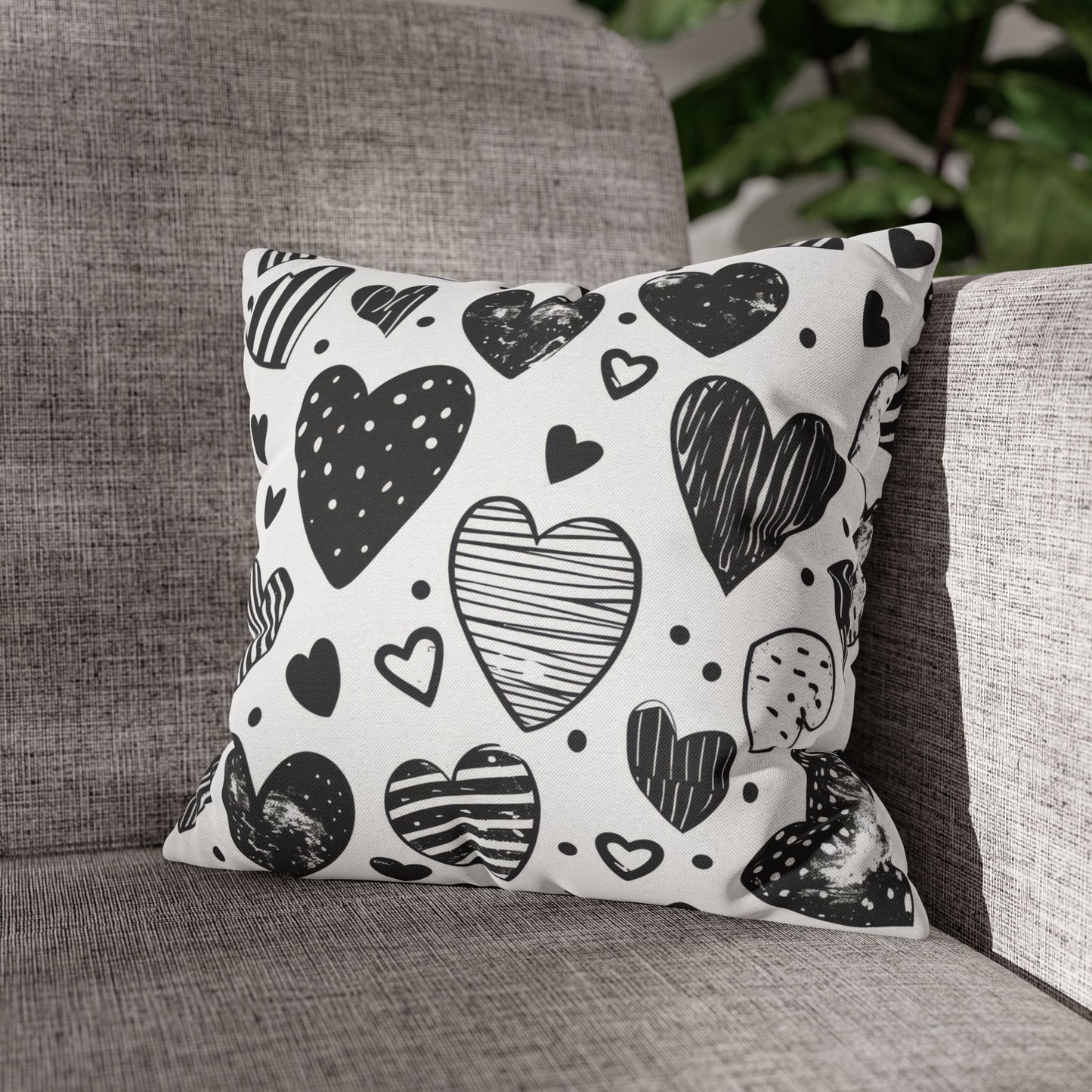 Black and White Heart Pattern Pillowcase