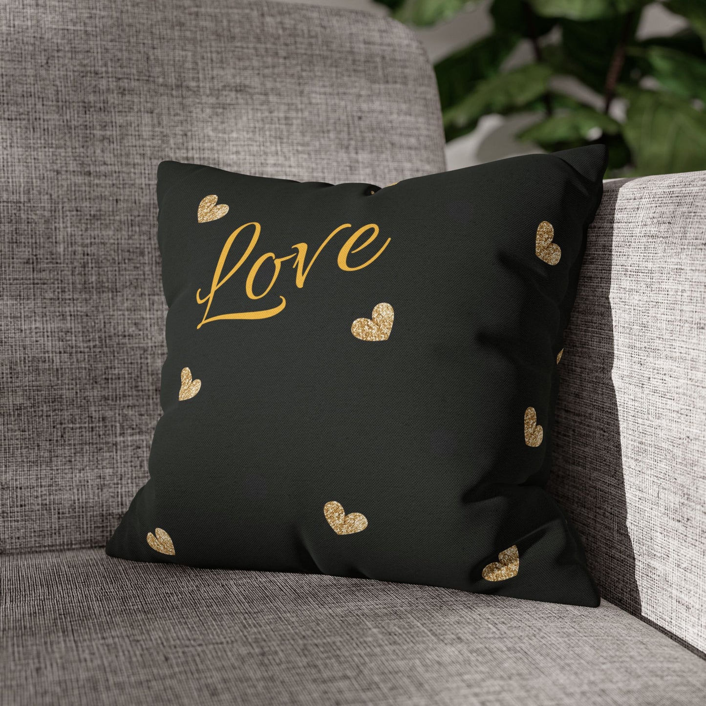 Love Hearts Spun Polyester Square Pillowcase