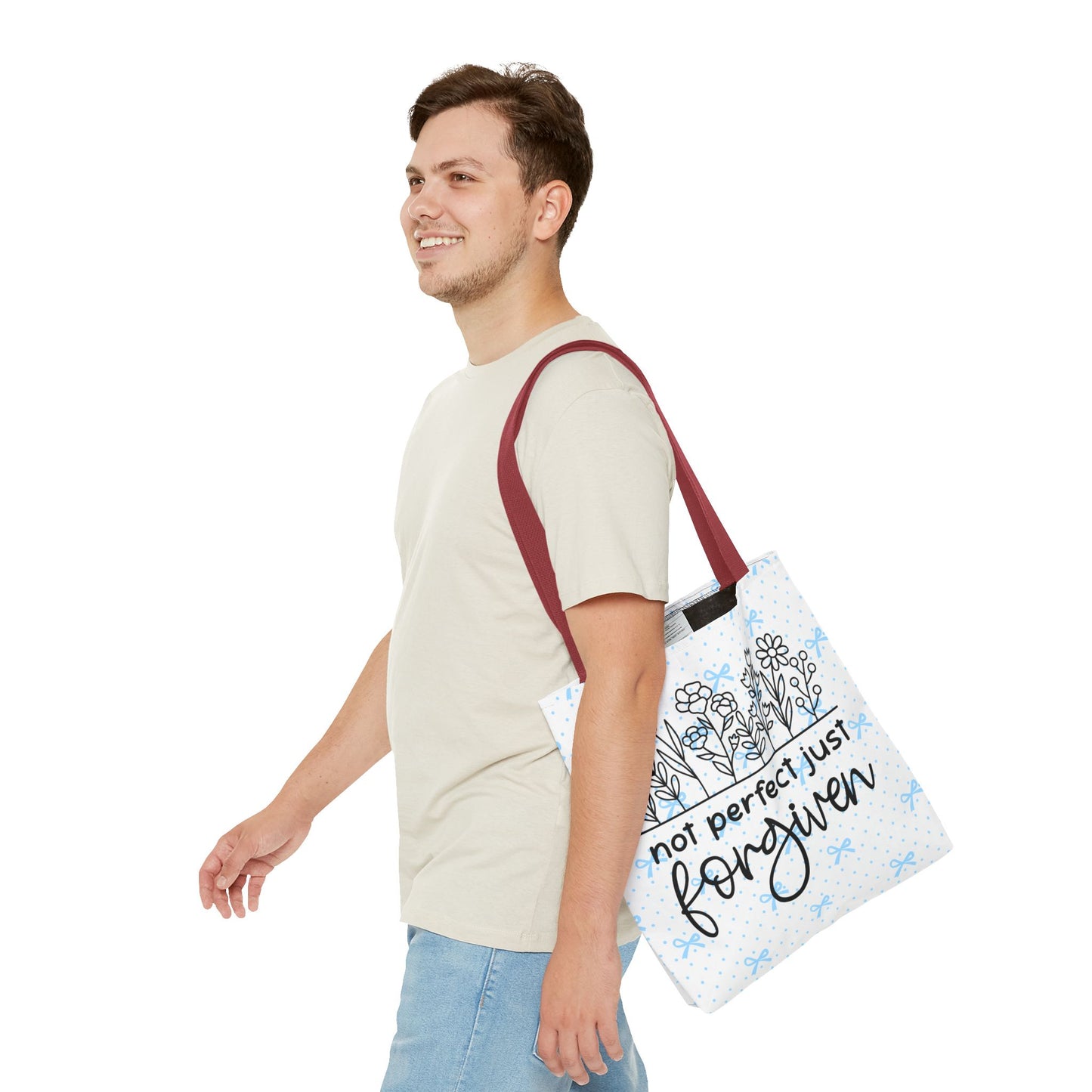 Not Perfect Just Forgiven Floral Tote Bag