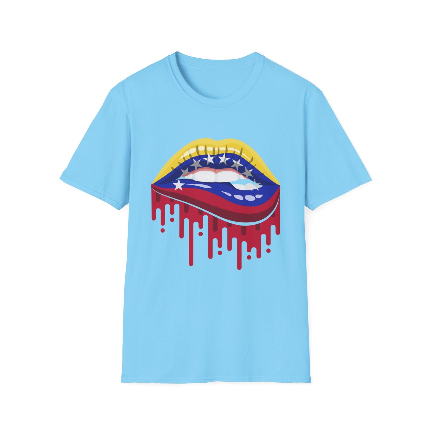 Venezuelan Pride Design with Dripping Paint-Unisex Softstyle T-Shirt