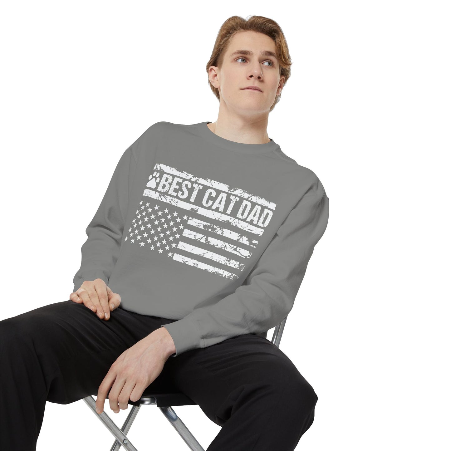Best Cat Dad Unisex Garment-Dyed Sweatshirt