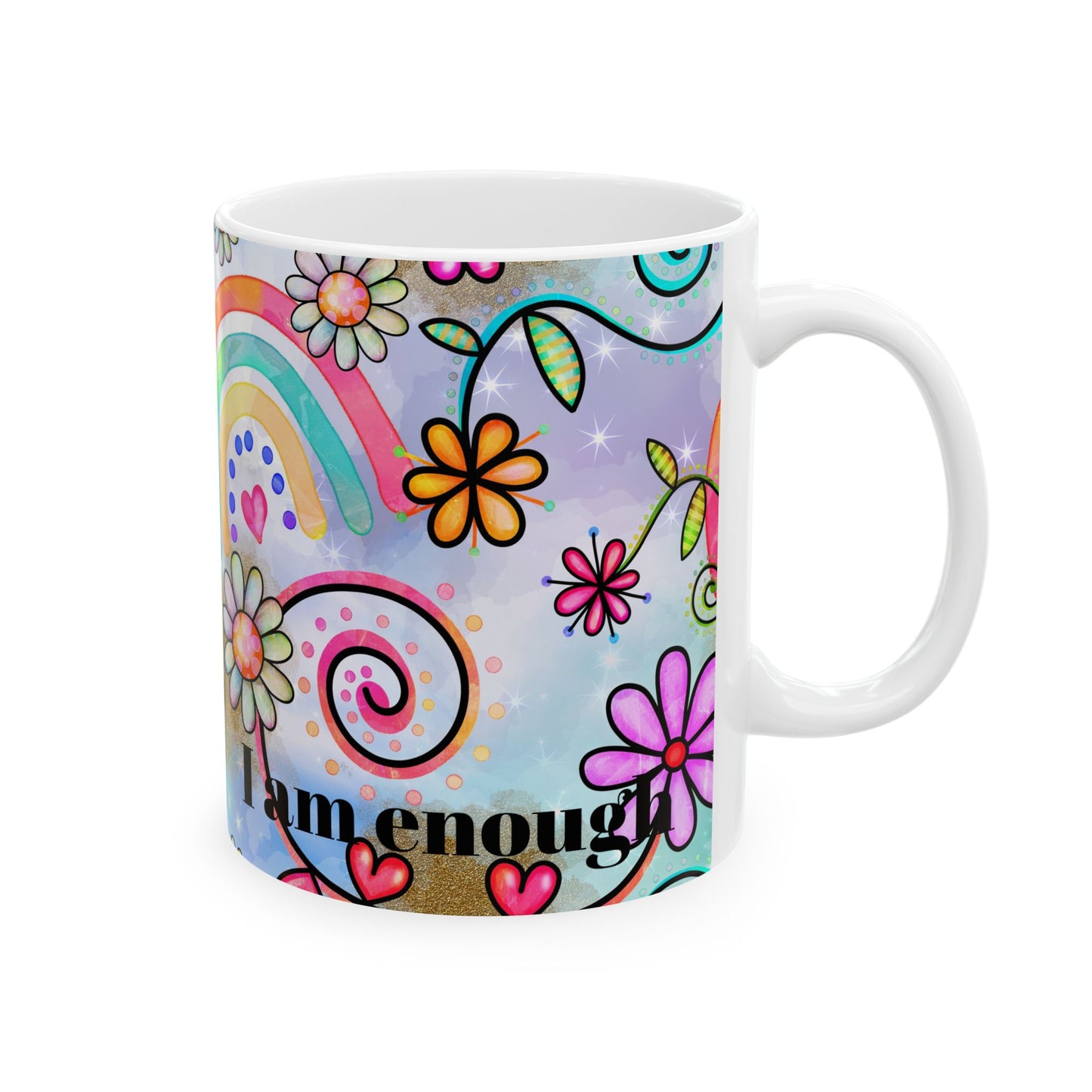 Colorful Inspirational Floral Ceramic Mug