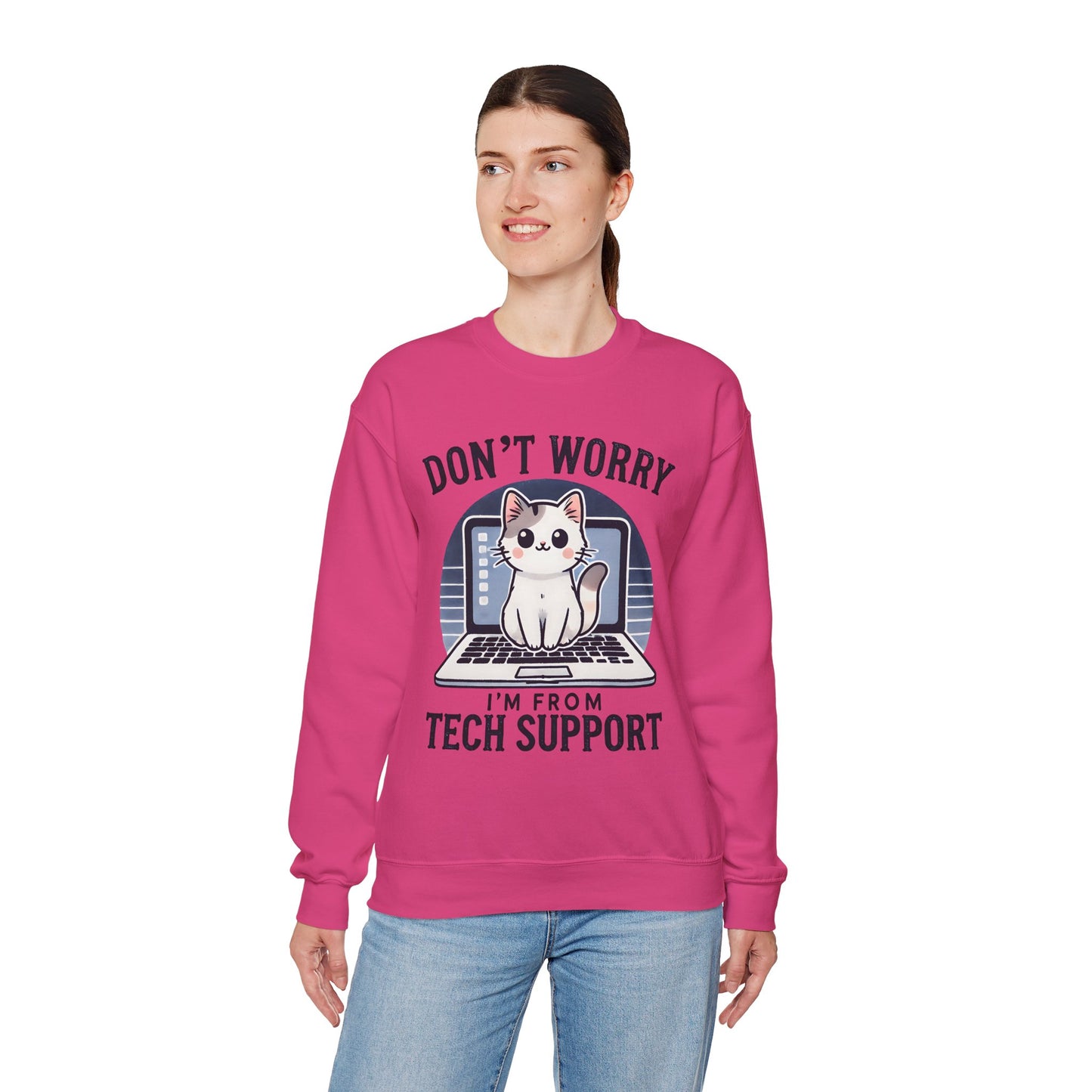 Cat Tech Support Crewneck Sweatshirt