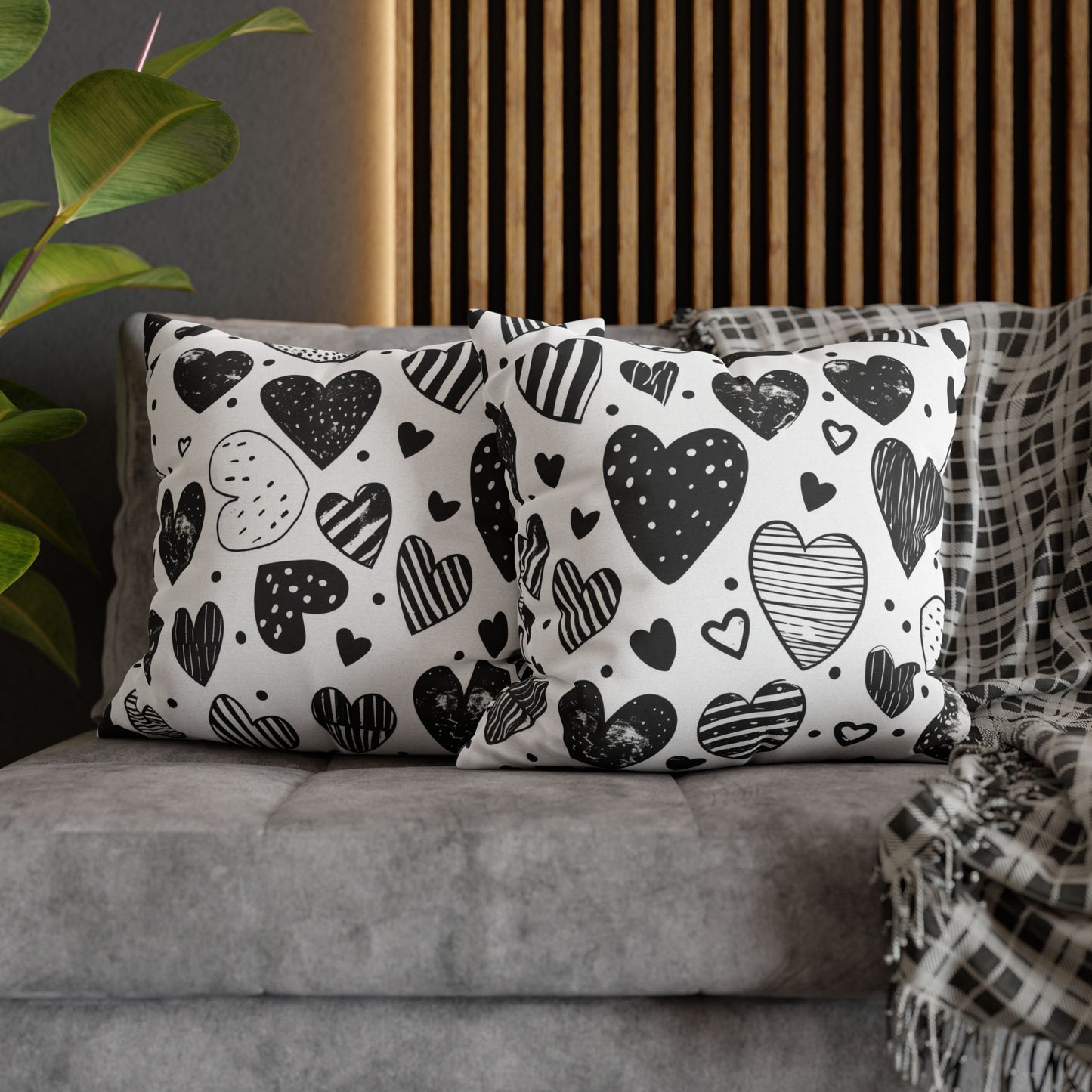 Black and White Heart Pattern Pillowcase