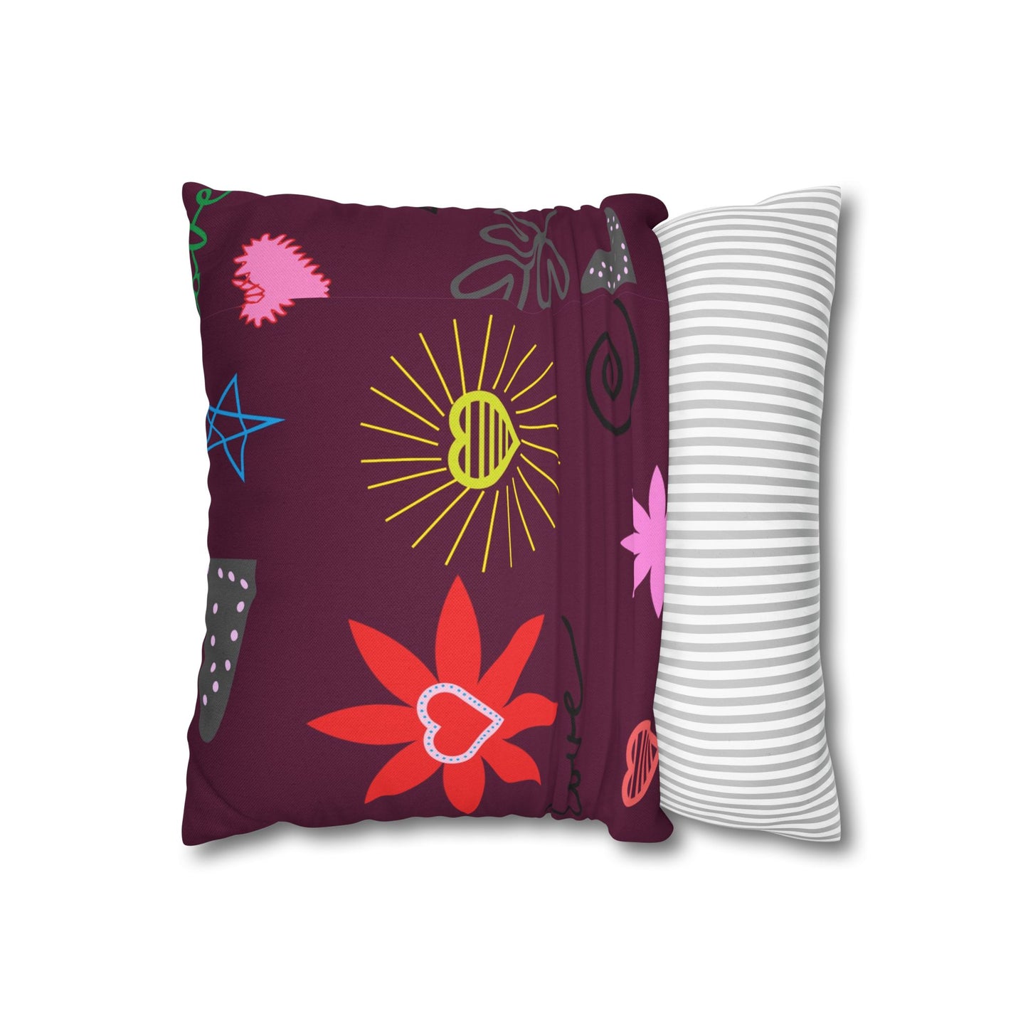 Colorful Love Design Square Pillowcase for Cozy Home Decor