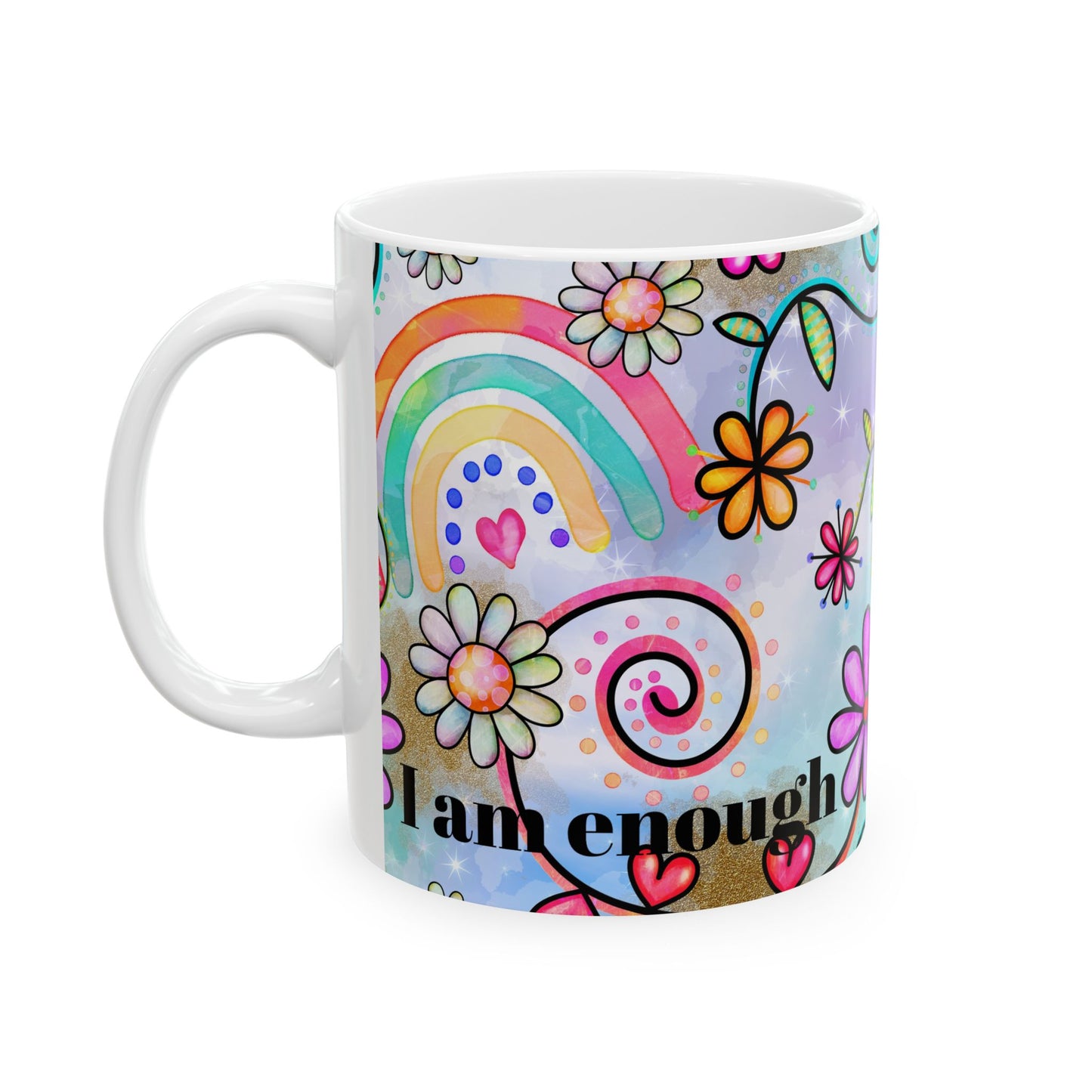 Colorful Inspirational Floral Ceramic Mug