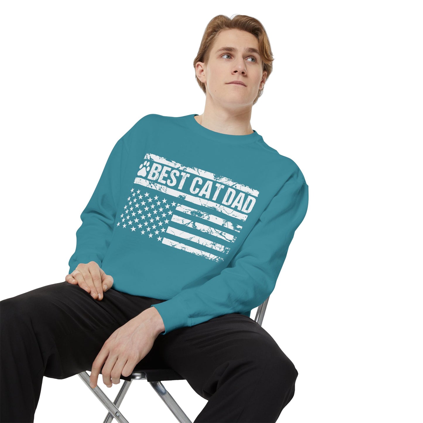 Best Cat Dad Unisex Garment-Dyed Sweatshirt