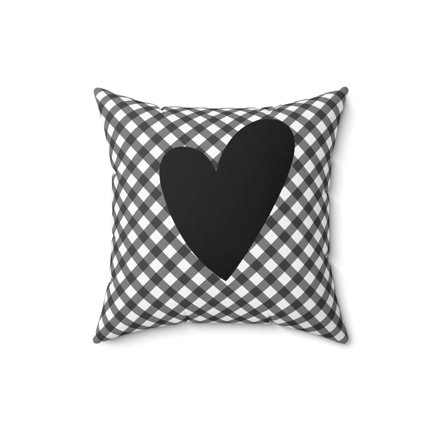 Black Heart Checkered Throw Pillow