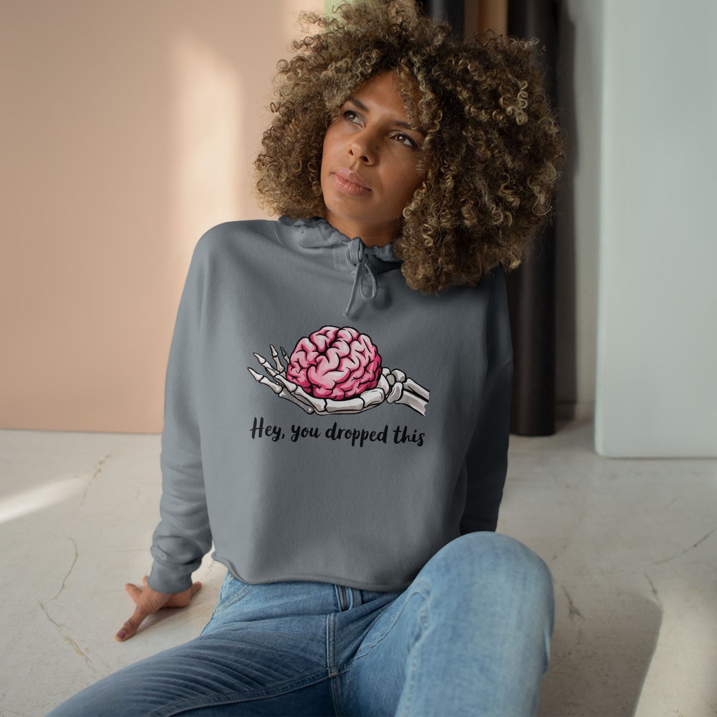Funny Skeleton Crop Hoodie